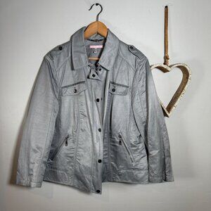 BASLER 80s Power Glam Sportif Y2K Space-Age Jacket Sz 44 F Silver Sheen